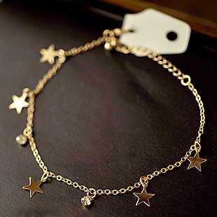  名朵饰品 星辰璀璨星星铃铛脚链女韩版 时尚红绳多层欧美复古新款