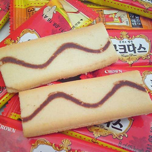  特价韩国进口饼干零食 可拉奥CROWN奶油夹心蛋卷72g 韩国明星最爱