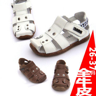  春夏爆款！镂空牛皮儿童凉鞋 中大童全牛皮男童凉鞋