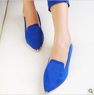  冬季金冠欧美糖果单鞋瓢鞋 季韩国复古金属尖头平跟鞋潮女鞋