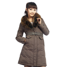 淘宝网杨子鹤 2010款女士时尚长袖大毛领腰带 纯色羽绒服 864