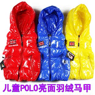  POLO亮面连帽马甲儿童羽绒背心男童女童中小童棉袄羽绒服外套外贸