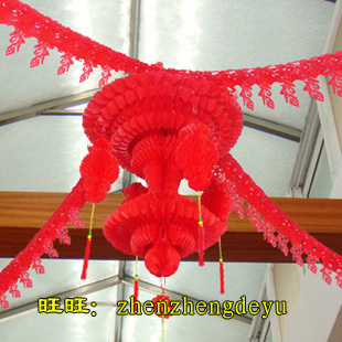  婚房装饰布置拉花套餐新款福字喜字场景布置房顶结婚用品庆典必备