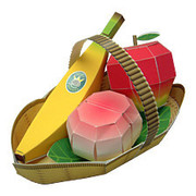 满68非成品3D纸模型手工DIY 桃子香蕉苹果水果篮水果拼盘