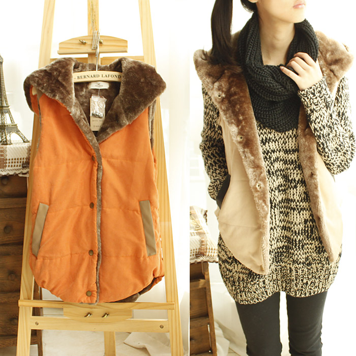 柔软皮毛连帽女装...