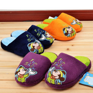  正品迪士尼米奇儿童拖鞋冬季防滑居家鞋卡通保暖室内棉拖鞋男女童