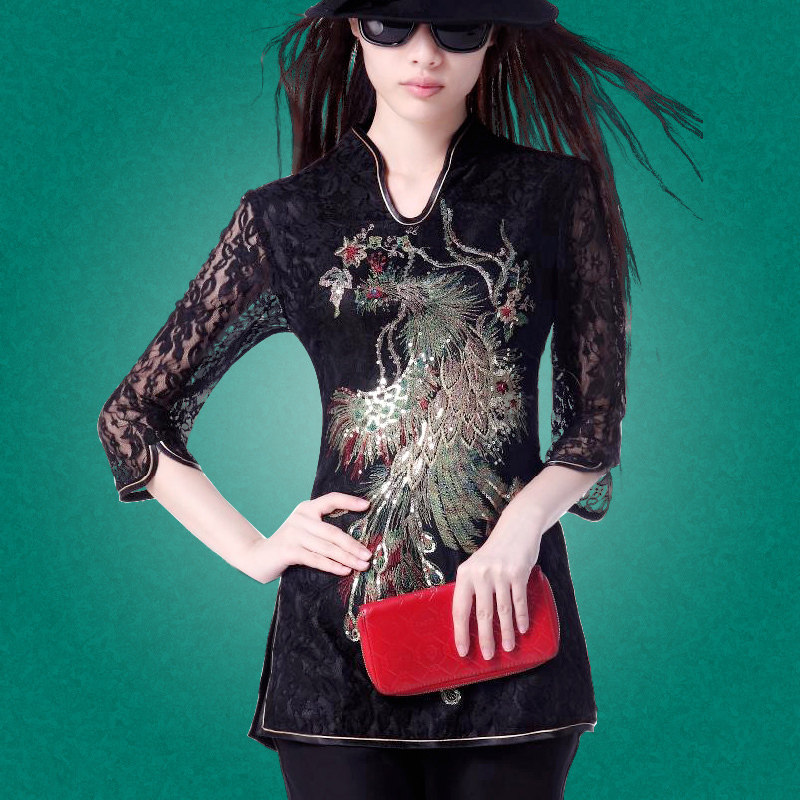 Say Phoenix modified Tang suit Yue embroidery jacket ladies summer lace national wind Chinese clothing qipao tops