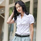【三冠信誉】韩版夏装新上市~时尚收腰短袖衬衫63010(带蝴蝶结哦)