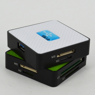 读卡器 USB3.0多功能高速读卡器TF SD CF XD MS M2 XD卡合金外壳