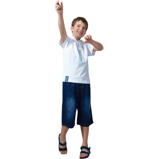  【博士蛙】夏装新款专柜正品童装 大男童牛仔中裤 五分裤短裤