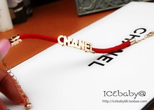 2011 nuevos CHANEL 14K clásico brazalete de oro rosa Chanel CC LOGOTIPO in fraganti cuerda