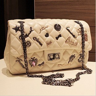 欧美英伦复古链条包...