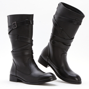  尖头高帮皮鞋 韩版潮流高筒男靴子 英伦时尚军靴内增高皮靴马丁靴