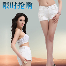 2012夏季新款白色牛仔短裤 浅色韩版热裤 品质显瘦磨破牛仔裤女款