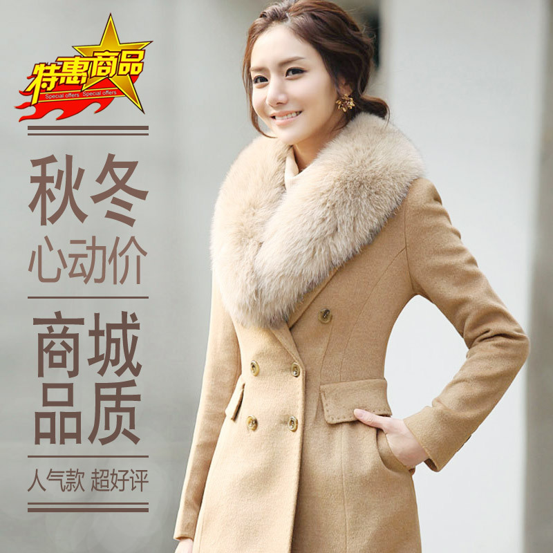 韩版修身羊绒羊毛呢大衣...