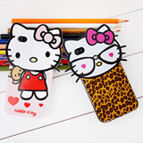 iphone4S手机壳 豹纹hello kitty硅胶套 4S外壳 苹果4手机套保护