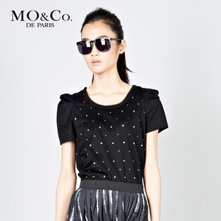 MO&Co. 摩安珂 2012春夏女装 M112TST12中长款亮片泡泡袖T恤