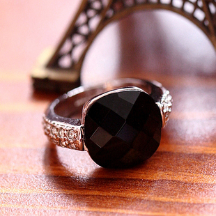  #大乐良品#瑞士公主仿真钻戒 韩版潮人 黑色玛瑙 戒指 呛口小辣椒
