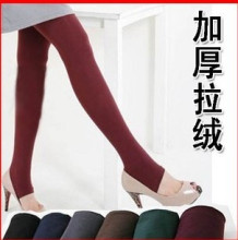 淘金币冬季清仓特价女加厚拉绒九分打底裤踩脚裤连裤袜原单大码