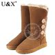 2012冬 UX正品 1873高筒长靴 头层牛皮耐磨底 雪地靴女 清仓