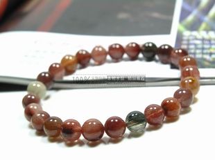  末初天然水晶 发晶手链  红绿发晶    6毫米  实物发货