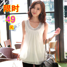 2012韩版新款 钉珠 显气质 雪纺背心女T恤 打底 雪纺吊带衫 夏季