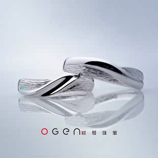  5钻【OGEN欧琴珠宝】铂金协会pt950铂金精品对戒指结发六福