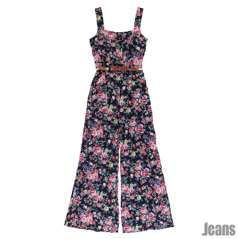 2012 正品太平鸟女装 <span class=H>JEANS</span>春季新款花型宽腰连体裤AG1210651
