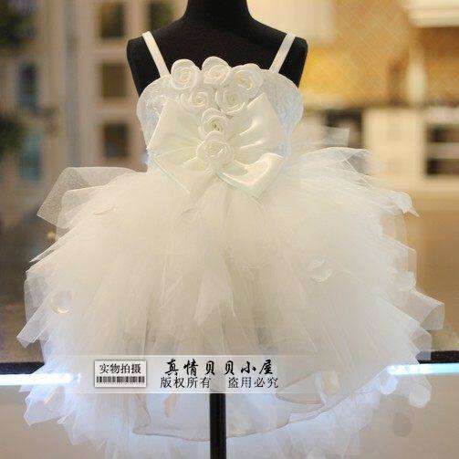儿童吊带礼服婚纱蓬蓬裙 公主礼服蓬蓬裙 花童礼服裙