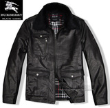 奢华正品 Burberry Black Label 顶级质感绵羊皮水貂毛领中款皮衣