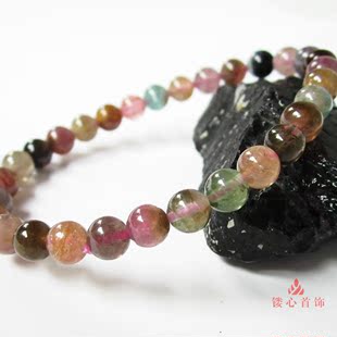  镂心水晶 天然正品 巴西 通透 西瓜糖果碧玺手链 6mm7mm8mm女款