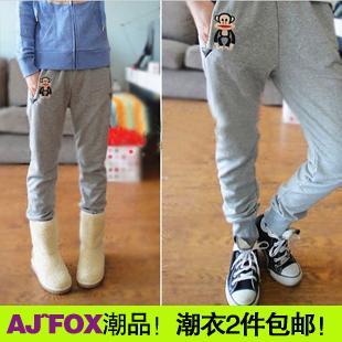  春款大嘴猴长裤高腰收口靴裤 加绒加绒款小脚女裤/薄款运动休闲裤