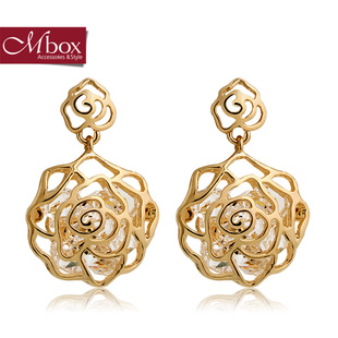  Mbox耳钉 女 韩国韩版时尚复古 水晶 玫瑰花语 耳饰 情侣