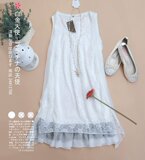 【特】通透水嫩！浪漫雪纺蕾丝背心裙/雪纺无袖连衣裙/裙子4341