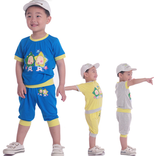  达晶 夏季新款幼童纯棉短袖T恤套装 儿童休闲运动五分裤童装
