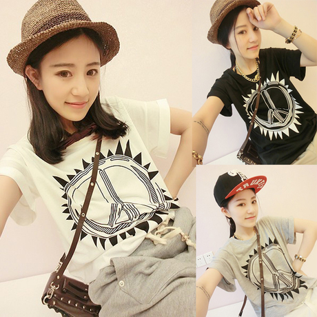 2014韩版女装大码新款夏日t<em>女士</em>宽松<em>体恤</em> 女-
