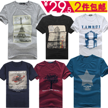 2012男士纯棉圆领短袖T恤 时尚字母复古印花t恤 韩版修身半袖汗衫