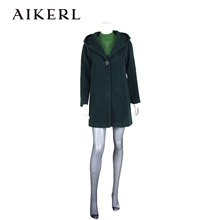 AIKERL正品欧美女装翻领修身毛呢羊毛外套厚外套毛呢大衣 5折