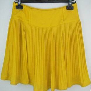 品牌黄色雪纺，短裙裤裙百褶半身裙20003360