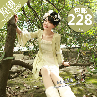 [包邮228]月亮猫原创2012新款春装蕾丝裙复古连衣裙仙小礼服绿133