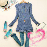 2012春装新款高领<em>蕾丝花边</em>水钻长袖加厚针织