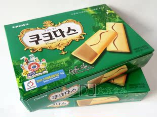  韩国进口零食品 Crown可拉奥咖啡夹心蛋卷 美食饼干 小吃144g/盒
