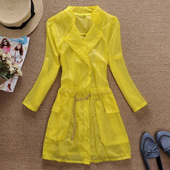 2012 new summer models women long section of thin section in the candy-color bright transparent sun protection clothing coat cardigan jacket