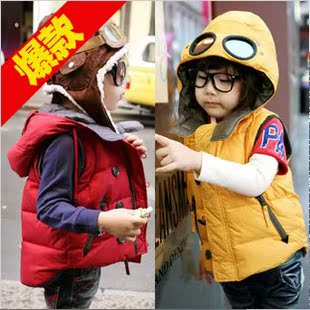  春装新品 韩版外贸童装男童女儿童连帽马甲夹外套棉背心 20A