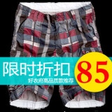 新款韩版潮夏季热裤 男款休闲裤 纯棉格子工装短裤 七分英伦运动