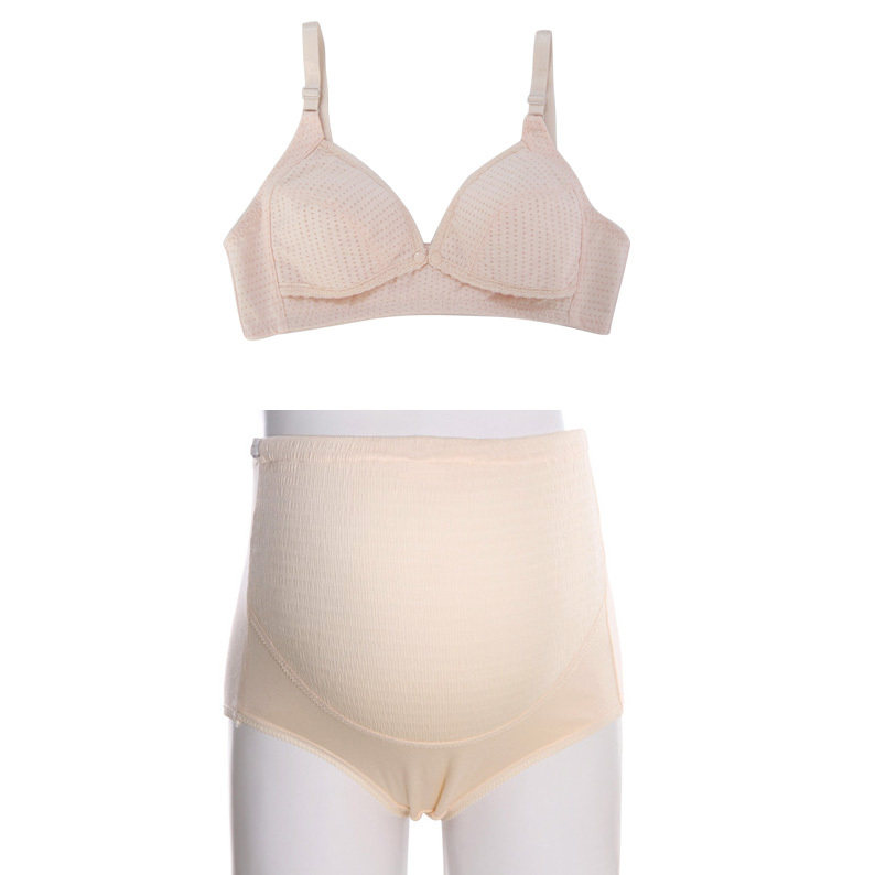 新款孕妇内衣内裤套装前开扣哺乳文胸 4/3杯孕妇内衣套装 纯棉