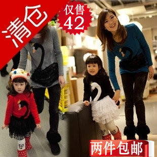  特价清仓！秋儿童连衣裙蓬蓬纱裙连衣被她天鹅亲子装母女装