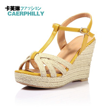 119包邮 天猫【卡芙琳】麻绳编织撞色罗马凉鞋女鞋CL2202-1