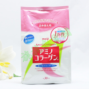  日本原装 meiji/明治胶原蛋白粉 白袋替换装 214g 30日 年后