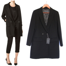 欧美BF风ZAR*A高级定制复古黑色宽松长款西装大衣外套 女